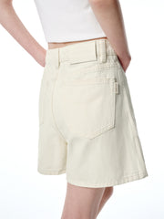 Women's Beige High-Waisted Denim Skort