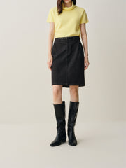 Women's Back-Slit Denim Knee-Length Skirt