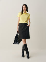 Women's Back-Slit Denim Knee-Length Skirt