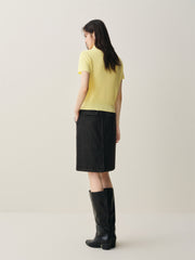 Women's Back-Slit Denim Knee-Length Skirt