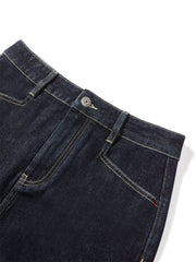 Women's Dark Blue Denim Midi Skirt