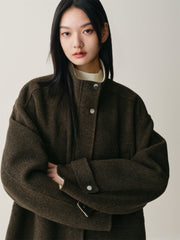 Women's Short Stand-Collar Double-Face Wool Coat