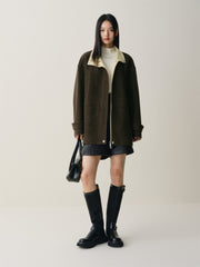 Women's Short Stand-Collar Double-Face Wool Coat