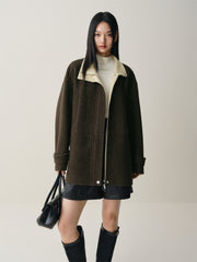 Women's Short Stand-Collar Double-Face Wool Coat