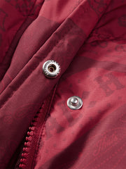 Women's Red Pattern Puffer Jacket