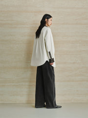 Women's Oversized Down Shirt with Denim Panels