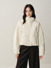Women's Short Down Jacket with Ruched Hem