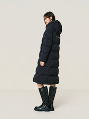 Women's Long Down Coat with Back Print