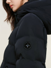 Women's Long Down Coat with Back Print