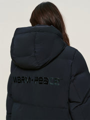 Women's Long Down Coat with Back Print