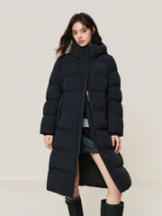 Women's Long Down Coat with Back Print
