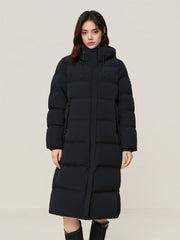 Women's Long Down Coat with Back Print