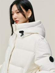 Women's Short Layered-Look Hooded Down Jacket