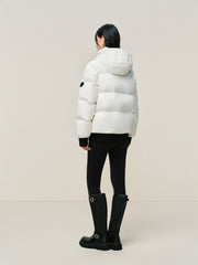 Women's Short Layered-Look Hooded Down Jacket