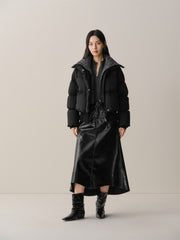 Women's Knit-Panel Short Oversized Down Jacket