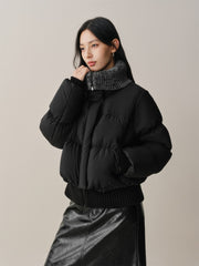 Women's Knit-Panel Short Oversized Down Jacket