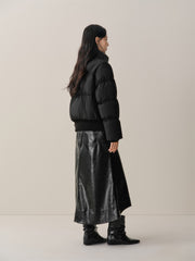 Women's Knit-Panel Short Oversized Down Jacket