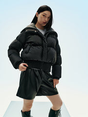 Women's Knit-Panel Short Oversized Down Jacket