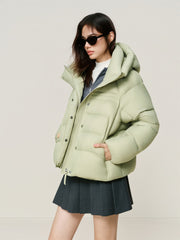 Women's Short Curved-Quilted Thermal Puffer Jacket