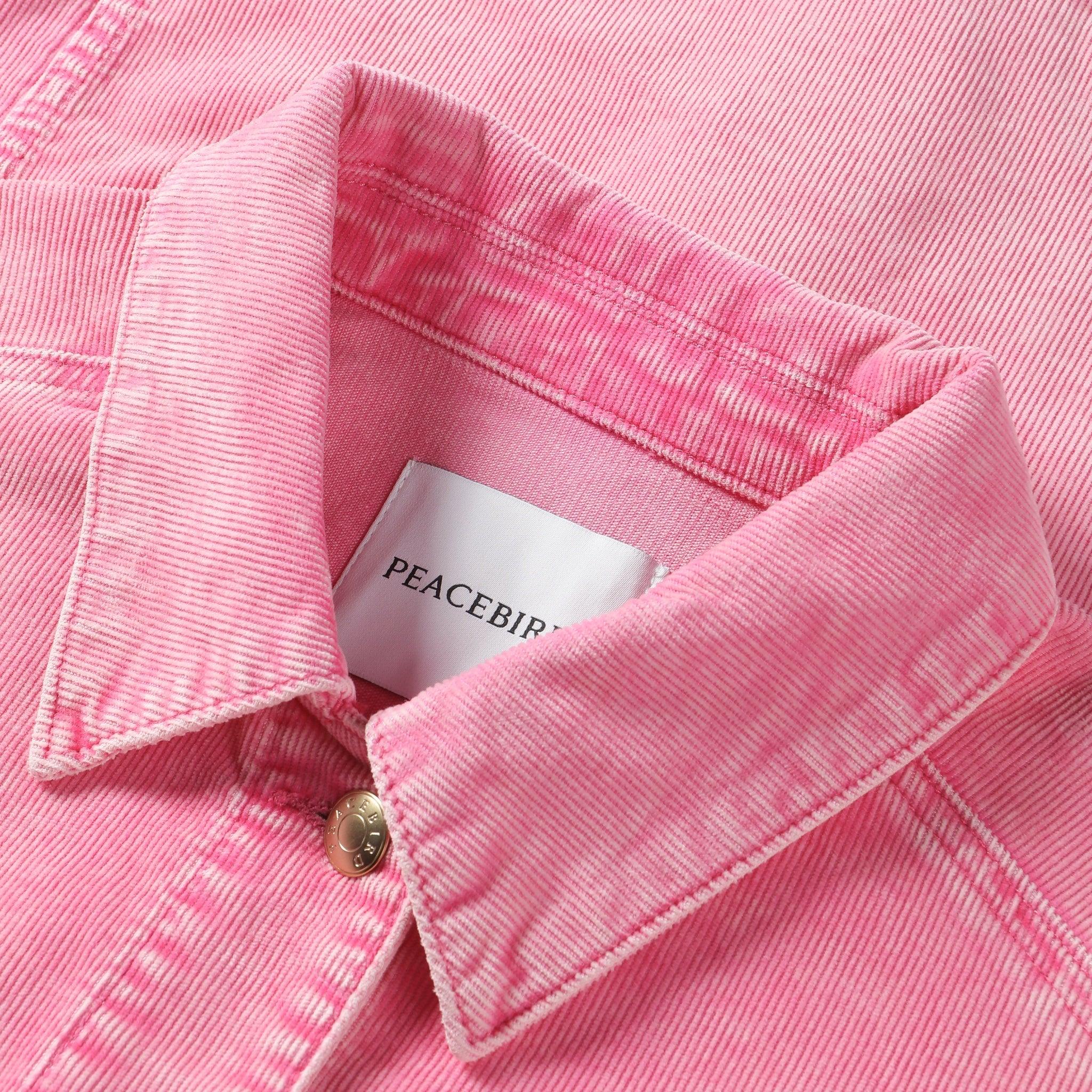 Women's Pink Corduroy Washed Denim Jacket