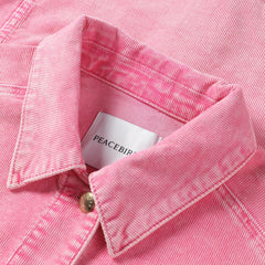 Women's Pink Corduroy Washed Denim Jacket