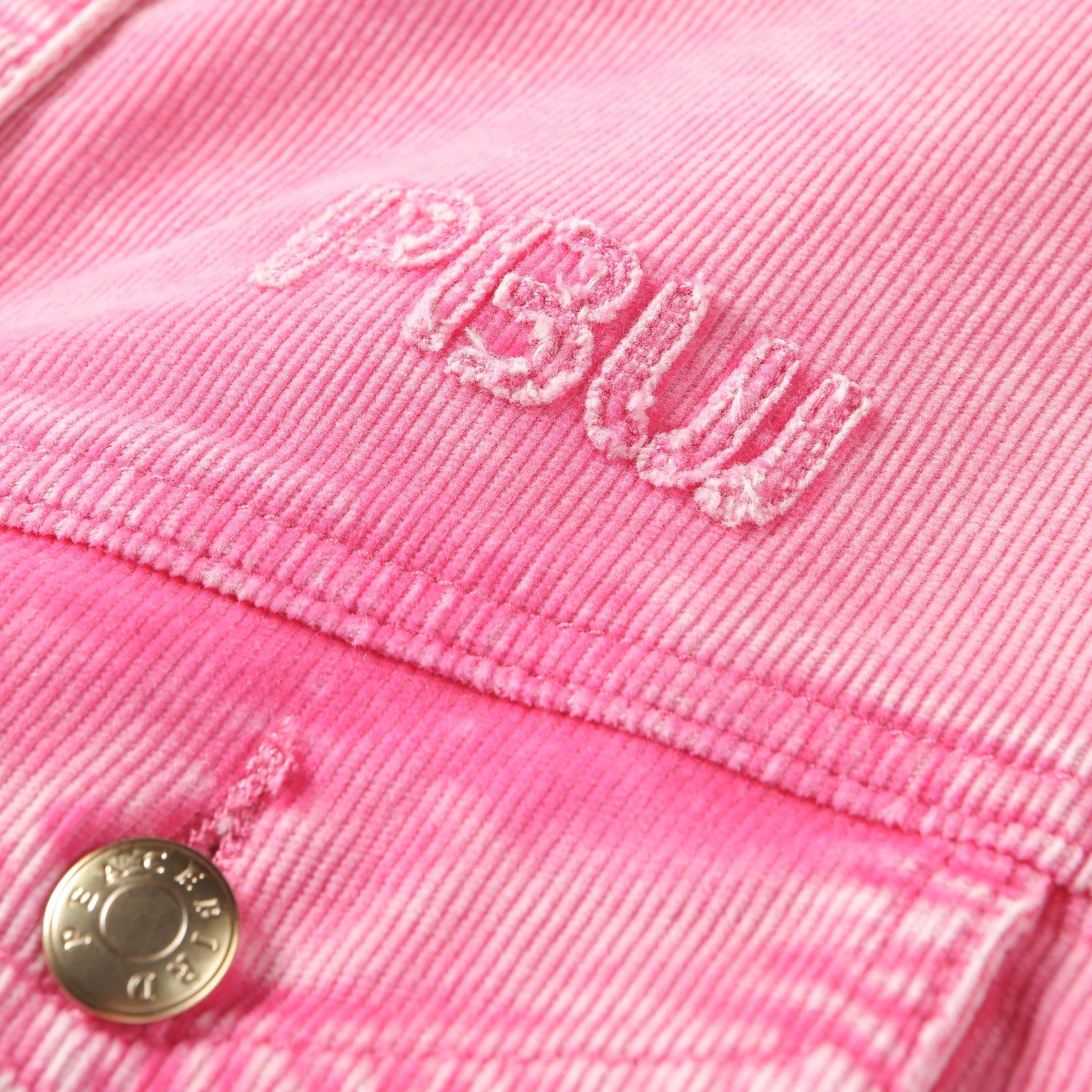 Women's Pink Corduroy Washed Denim Jacket