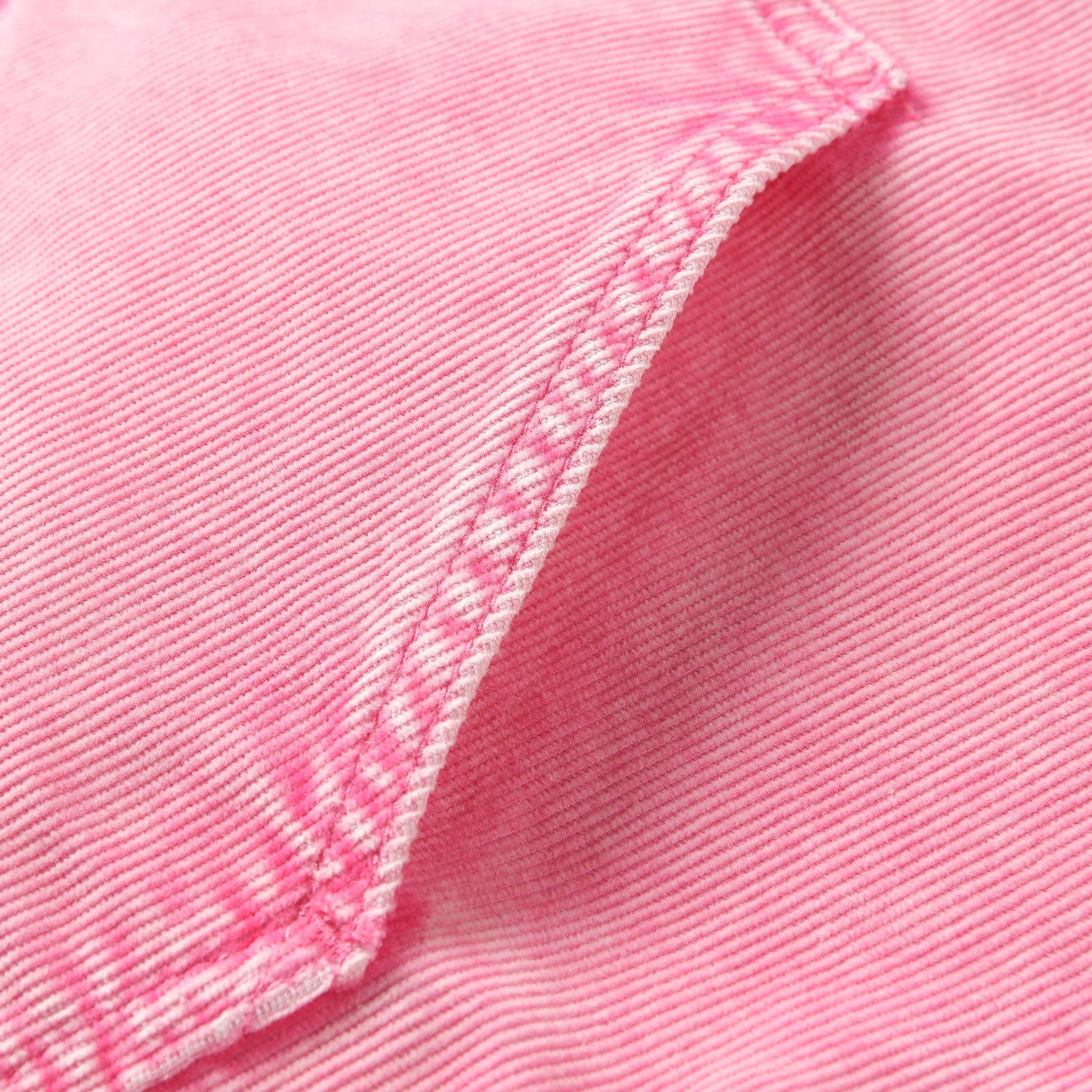 Women's Pink Corduroy Washed Denim Jacket