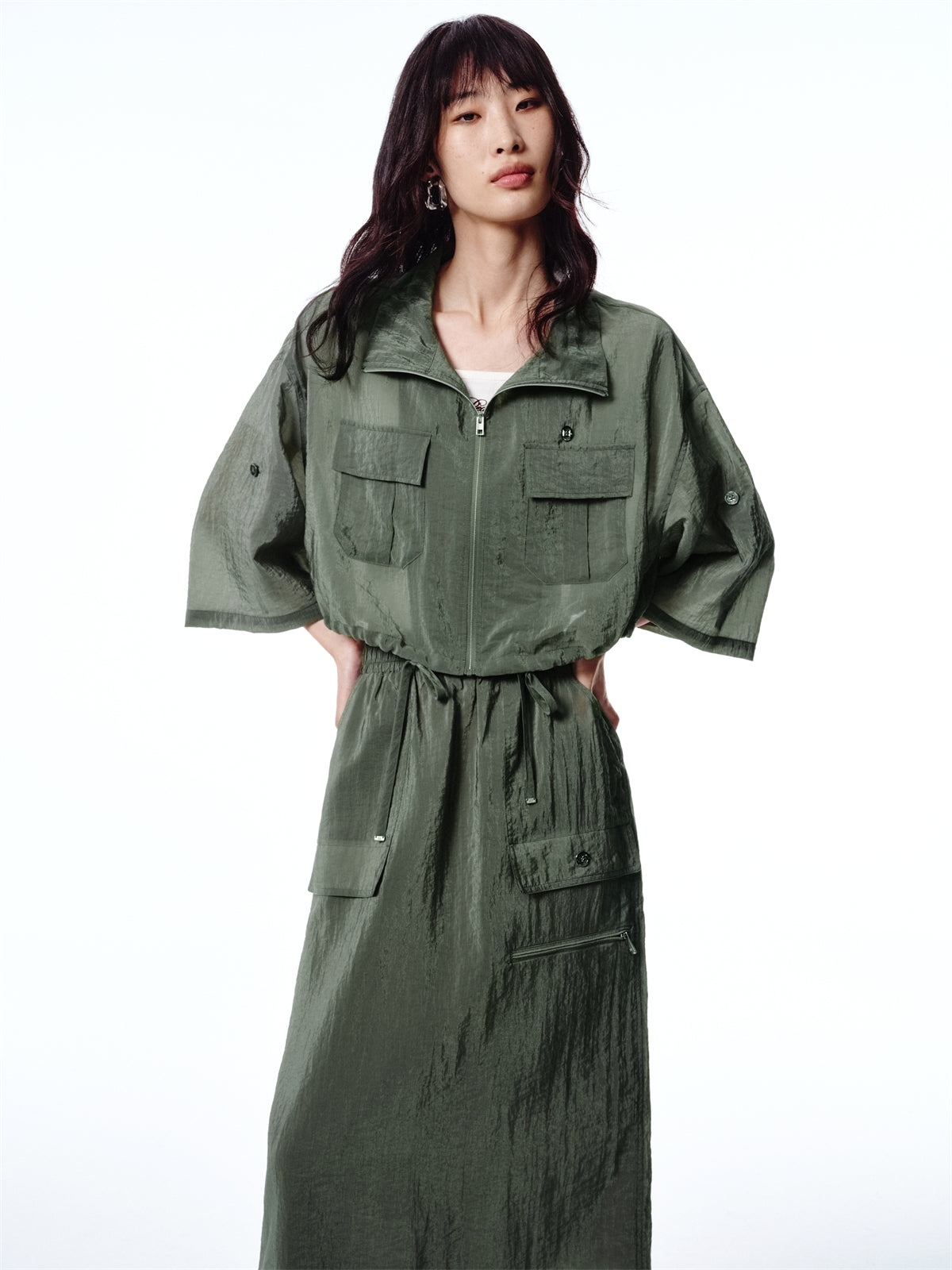 Women's Cropped Acetate Utility Jacket