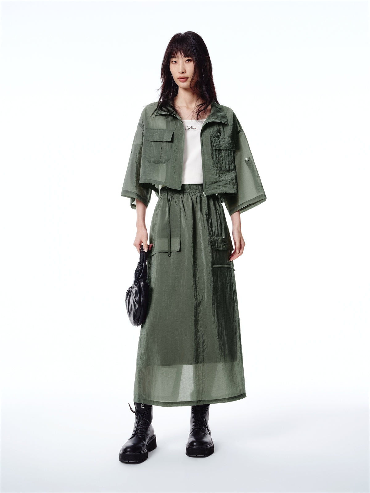 Women's Cropped Acetate Utility Jacket