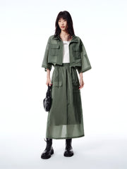 Women's Cropped Acetate Utility Jacket