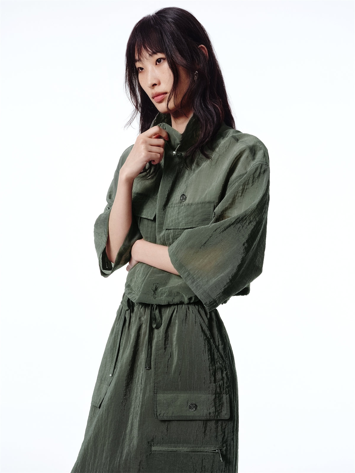Women's Cropped Acetate Utility Jacket