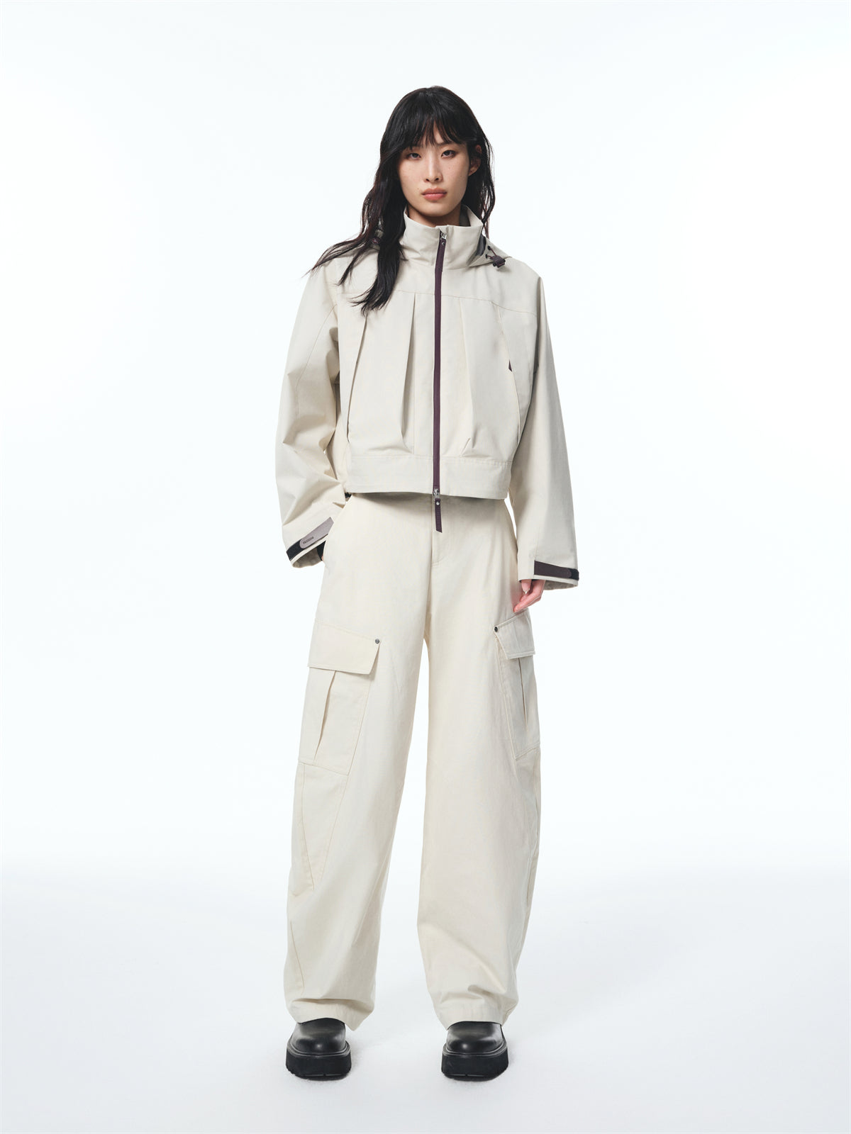 Women's Boxy Cropped Outdoor Hooded Jacket