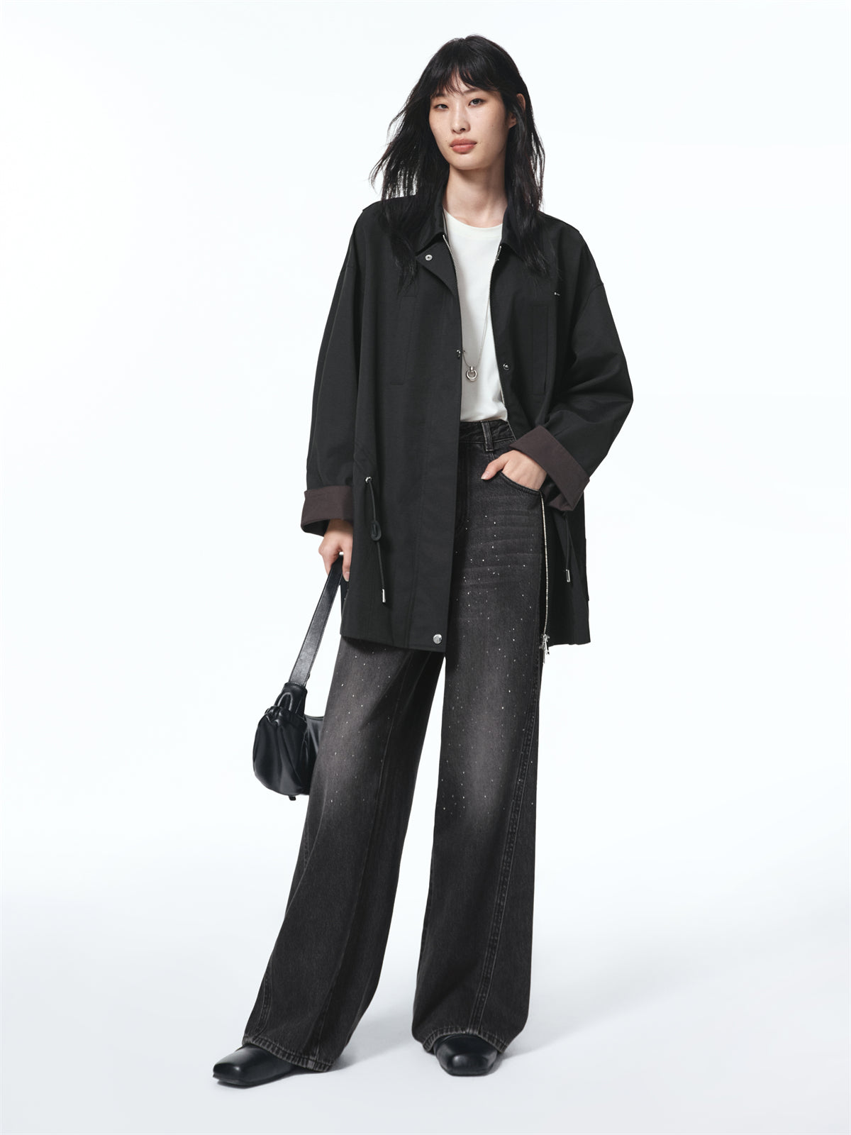 Women's Relaxed Fit Long Drawstring Jacket