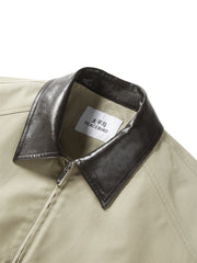 Women's Barn-Style Contrast PU Collar Jacket