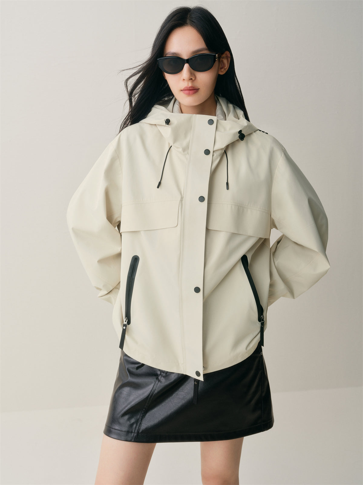 Women's Oversized Outdoor Jacket with Contrast Details