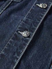 Women's Embroidered Denim Jacket with Contrast Details