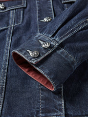 Women's Embroidered Denim Jacket with Contrast Details