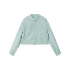 Women's Casual Short Shirt-Style Stand-Collar Jacket