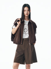Women's Brown Utility-Inspired Casual Set
