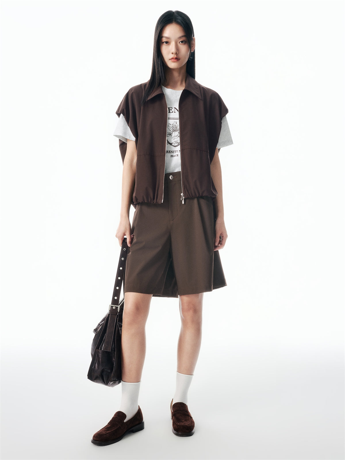 Women's Brown Utility-Inspired Casual Set