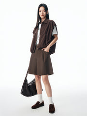 Women's Brown Utility-Inspired Casual Set