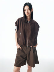 Women's Brown Utility-Inspired Casual Set