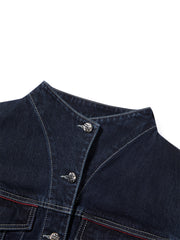 Women's Oversized Denim Vest with Statement Buttons