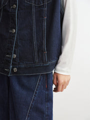 Women's Oversized Denim Vest with Statement Buttons