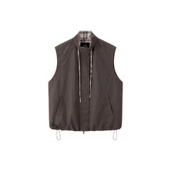 Women's Casual  Plaid-Panel Drawstring Vest