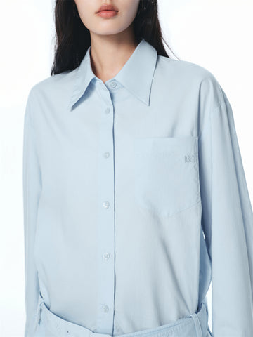 Women's Oversized Shirt with Detachable Belt