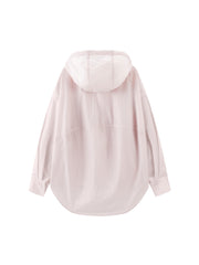 Women's pink hooded long-sleeve shirt