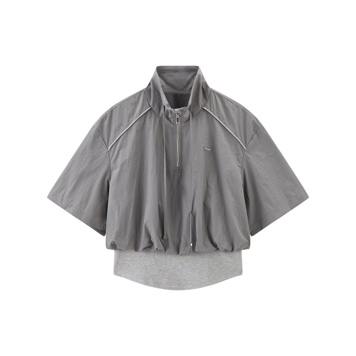 Women's cinched waist half-placket slim-fit top
