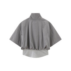 Women's cinched waist half-placket slim-fit top