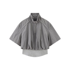 Women's cinched waist half-placket slim-fit top